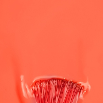 Pincel com tinta laranja