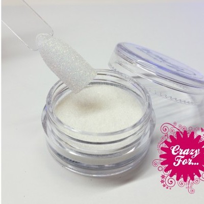 Pó branco brilhante para unhas em frasco transparente com aplicador e logótipo rosa