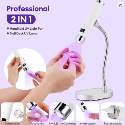 Lâmpada UV para unhas 2 em 1 com base metálica e luz UV/LED