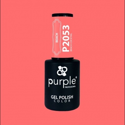 Verniz gel Purple P2053 BEACH COCKTAIL em fundo coral