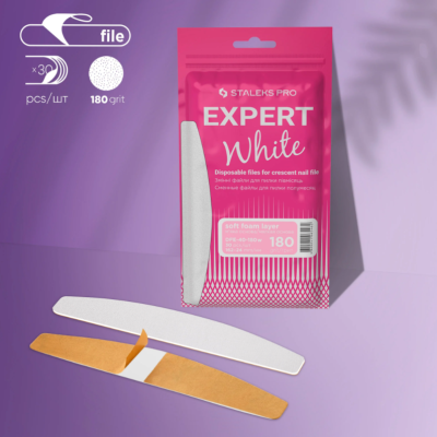 Pacote rosa STALEKS PRO EXPERT White com duas limas de unha, uma branca e outra com revestimento laranja