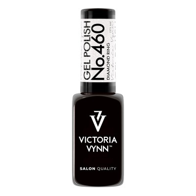 Frasco de verniz gel para unhas preto Victoria Vynn com tampa branca e texto