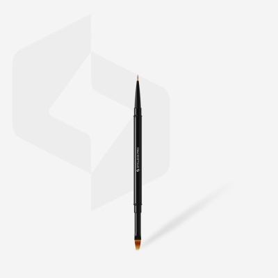 Pincel duplo profissional com cabo preto e cerdas castanho-alaranjadas