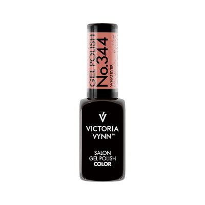 Frasco de verniz de gel preto com etiqueta rosa No.344