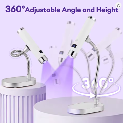 Lâmpada LED ajustável em ângulo e altura 360° com pescoço flexível metálico