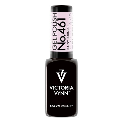 Frasco de verniz gel preto Victoria Vynn com rótulo rosa claro