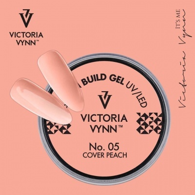 Gel UV/LED para unhas Victoria Vynn No. 05 Cover Peach com unhas pintadas cor pêssego