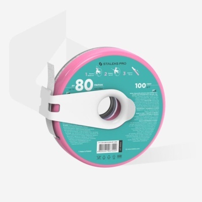 Rolo de fita adesiva Staldis Pro verde e rosa com suporte branco