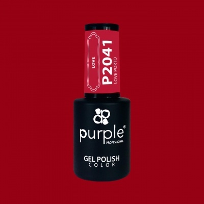 Verniz gel vermelho Purple Professional com tampa preta e texto no rótulo