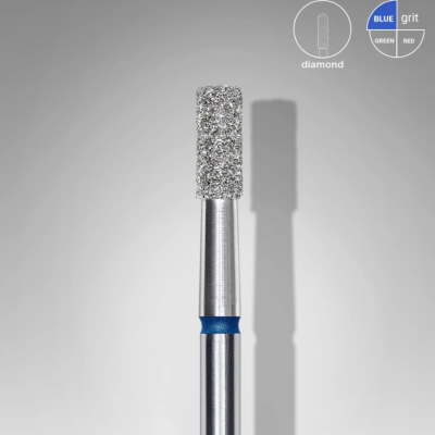 Broca diamantada cilíndrica para manicure com detalhe azul