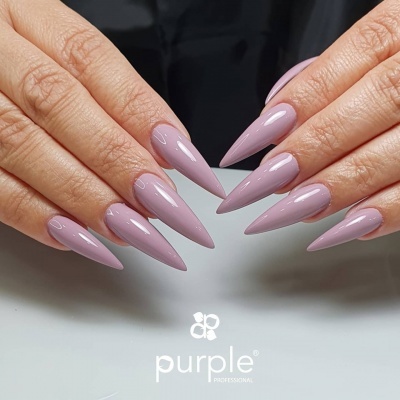 Unhas compridas cor lavanda brilhante em forma de stiletto