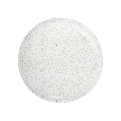 Prato cerâmico branco com pontos verdes