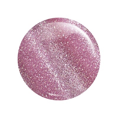 Amostra circular de verniz de unhas rosa com glitter prateado