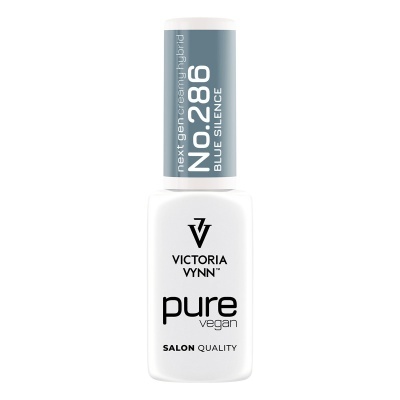 Esmalte de unhas Victoria Vynn pure vegan com tampa azul acinzentada e texto branco e preto