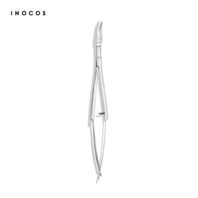 Alicate metálico prateado para unhas com mola marca INOCOS