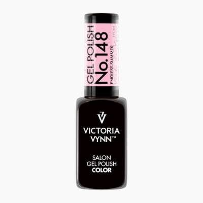 Frasco de verniz em gel preto Victoria Vynn com etiqueta rosa na tampa