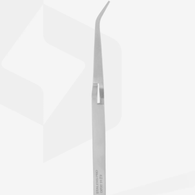 Pinça metálica curva de aço inoxidável com texto gravado