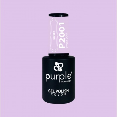 Frasco preto de verniz gel Purple Professional com etiqueta rosa