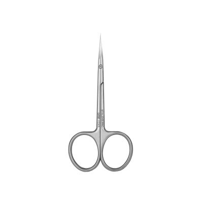 Tesoura pequena metálica de pontas finas e arredondadas