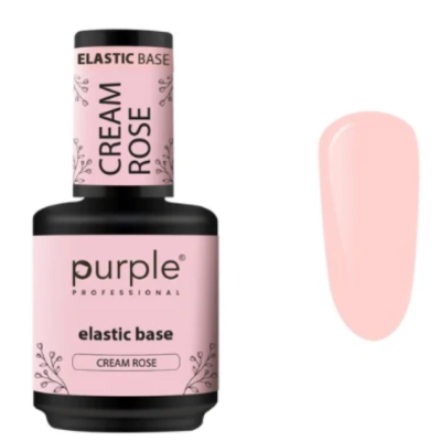 Frasco de verniz de unhas rosa CREAM ROSE da purple com base elástica e amostra da cor