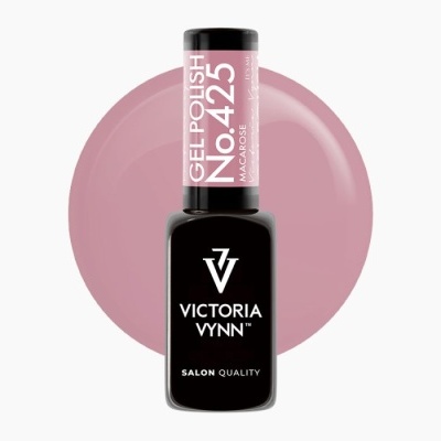 Frasco de verniz gel para unhas rosa da Victoria Vynn com rótulos visíveis