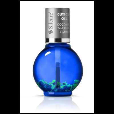 Frasco redondo azul de óleo para cutículas com tampa cinza prateada