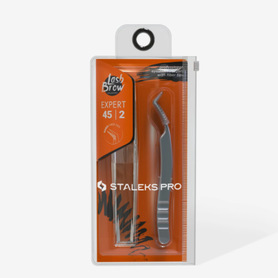 Pinça profissional Lash Brow Expert 45 | 2 da STALEKS PRO em embalagem plástica