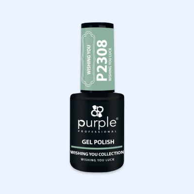 Verniz de gel Purple Professional Wishing You Collection em frasco preto com tampa verde