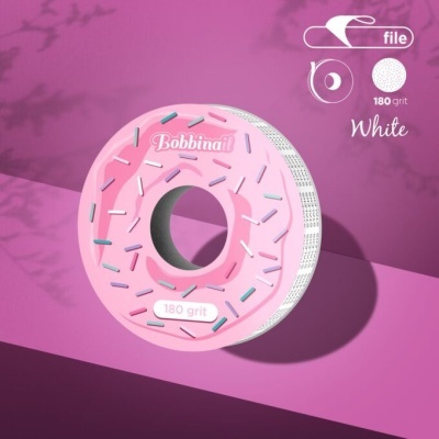 Lixa em forma de donut rosa com granulação 180 grit