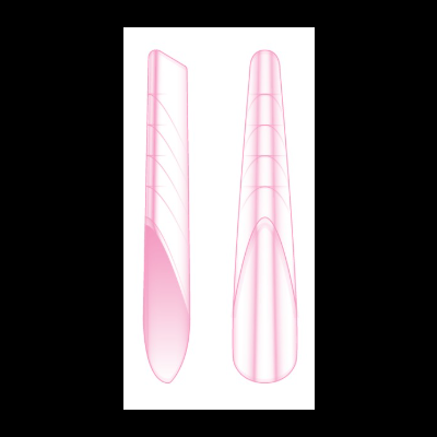 Duas limas de unhas cor rosa translúcida, uma com superfície lisa e outra com relevo.