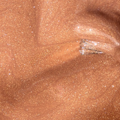 Slime cobre brilhante com glitter e clipe de papel dourado