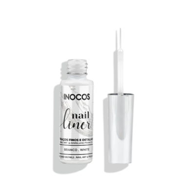 Frasco de verniz para unhas Inocos nail liner com pincel e tampa cromada