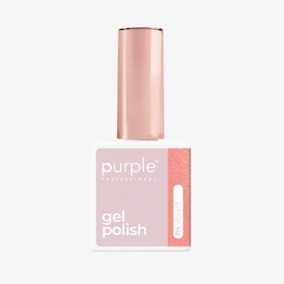 Frasco de verniz gel rosa pastel com tampa metálica rosa dourado