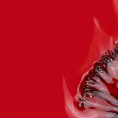 Fatias de kiwi vermelho com sementes em fundo vermelho