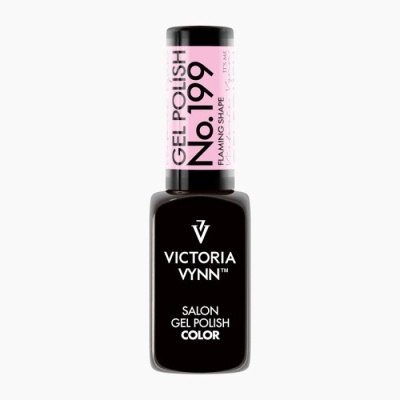 Frasco de verniz gel preto com rótulo rosa e texto preto e branco