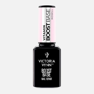 Frasco de verniz de unhas Victoria Vynn Boost Base Nail Repair com tampa branca e rosa claro