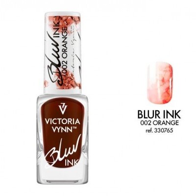 Frasco de verniz de unhas laranja Victoria Vynn Blur Ink 002 Orange com amostra da cor
