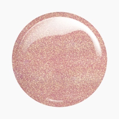 Gota brilhante de verniz para unhas cor de rosa com glitter dourado