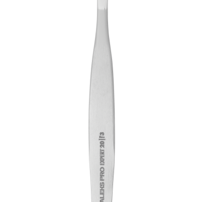 Pinça de metal prateado com ponta inclinada e texto STALEKS PRO EXPERT 20 F13