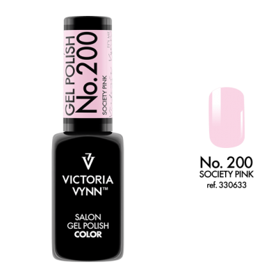 Frasco de verniz gel preto com etiqueta rosa e amostra da cor rosa claro