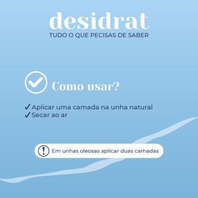 Instruções de uso para um produto de unhas com fundo azul claro