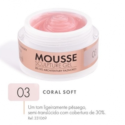 Gel mousse escultura unhas cor coral suave 03 em embalagem branca