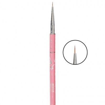 Pincel rosa fino para unhas com texto JNOCOS JNAIL