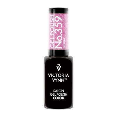 Frasco de verniz gel preto Victoria Vynn com tampa rosa brilhante e texto branco