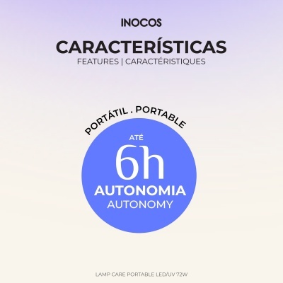 Texto promocional de produto INOCOS com destaque para autonomia de até 6h