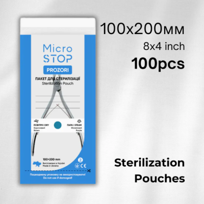 Pacote de saquetas de esterilização Micro STOP PROZORI, 100x200 mm, 100 peças