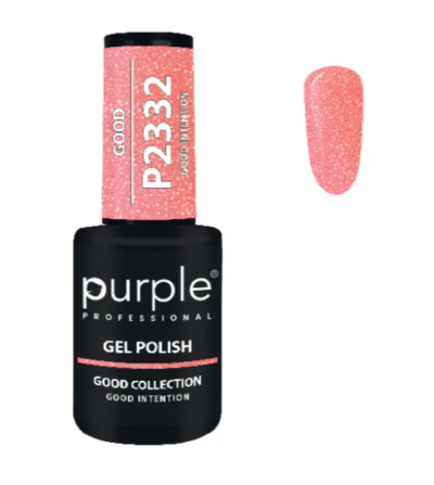 Frasco de verniz gel cor-de-rosa brilhante com rótulo preto e branco