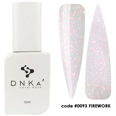 Verniz para unhas DNKA cover base de 12ml com amostras de cor translúcida e reflexos rosados
