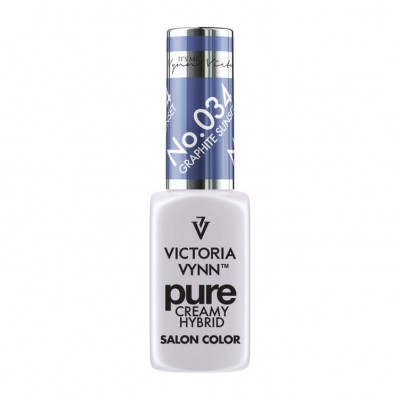 Frasco de verniz de unhas Victoria Vynn Pure Creamy Hybrid com tampa roxa e corpo branco.