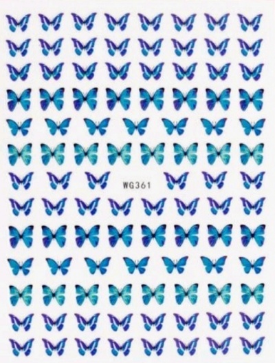 Folha de autocolantes de borboletas azuis com código WG361